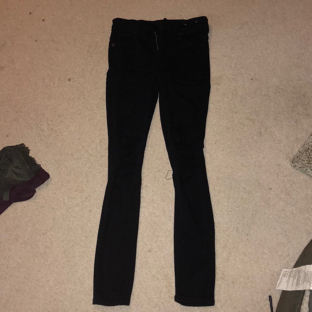 black ripped high waisted express jeans